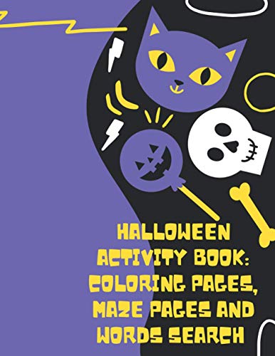 Coloring - Halloween Activity Book  Pages Maze Pages And Words Search