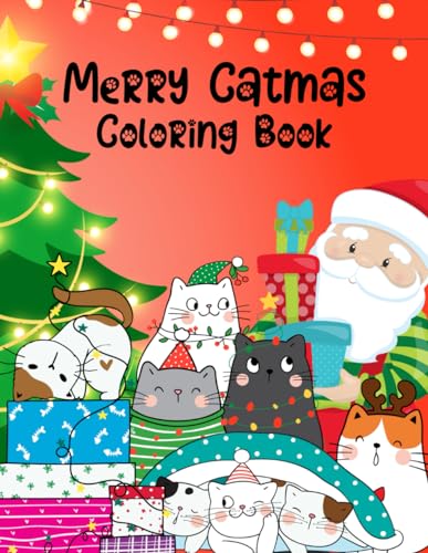 Books - Merry Catmas Coloring Book  Cute Christmas Cat Coloring Book,