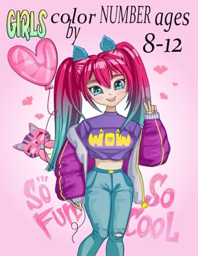 BND - Girls Color By Number Ages 8-12: Fun and Easy Coloring Page Feat