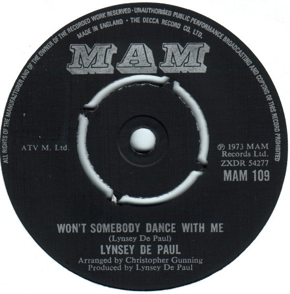 Lynsey De Paul - Won't Somebody Dance With Me - Used Vinyl Record 7"