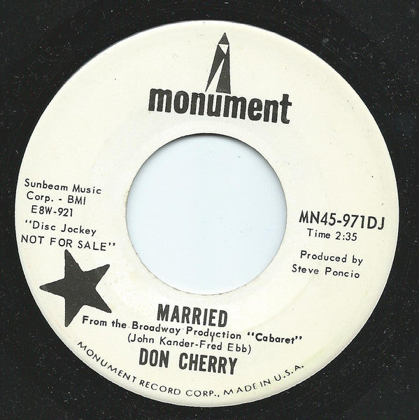 Don Cherry - Married - Used Vinyl Record 7"