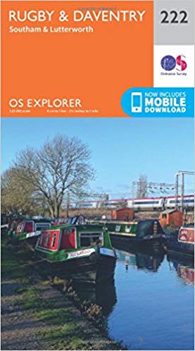 Ordnance Survey - Rugby and Daventry, Southam and Lutterworth : 222 -