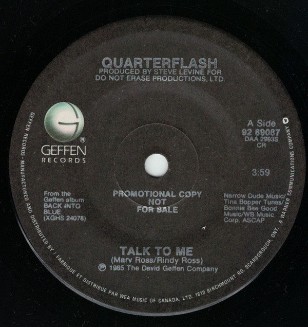 Quarterflash - Talk To Me - Used Vinyl Record 7"