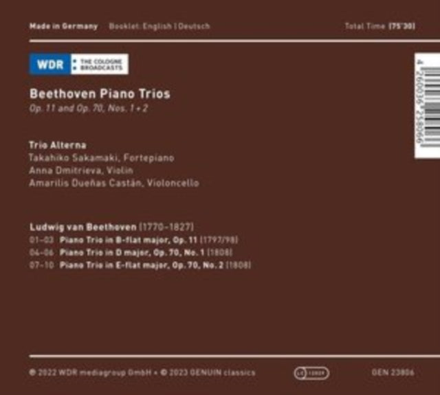TRIO ALTERNA - LUDWIG VAN BEETHOVN PIANO TRI - CD