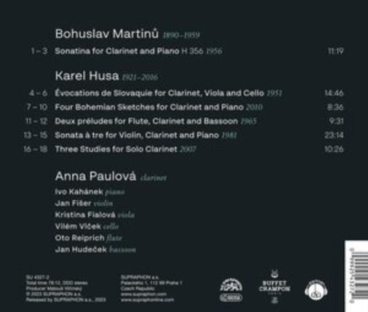 KAREL HUSA  BOHUSLAV - MUSIC FOR CLARINET - New CD