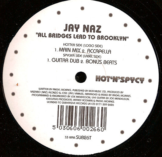 Jay Naz - All Bridges Lead To Brooklyn - Used Vinyl Record 12"