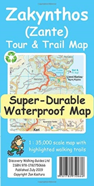 Jan Kostura - Zakynthos (Zante) Tour & Trail Super-Durable Map - New S