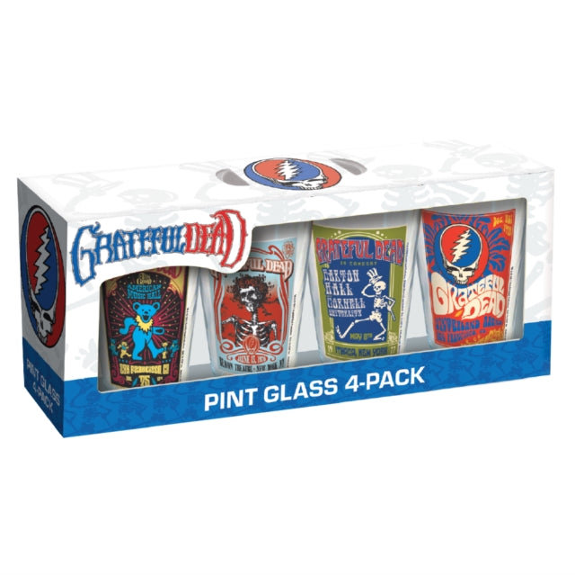 GRATEFUL DEAD - Tour Pint Glasses 4 Pack 16 Oz (American. Beacon. Bart