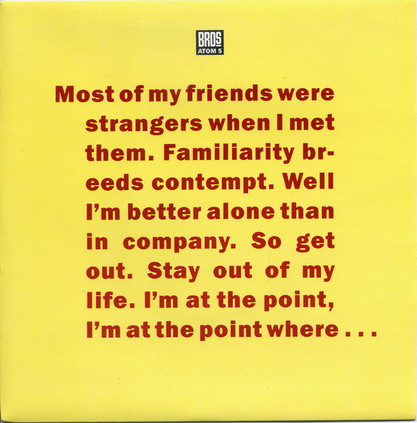 Bros - I Quit - Used Vinyl Record 7"