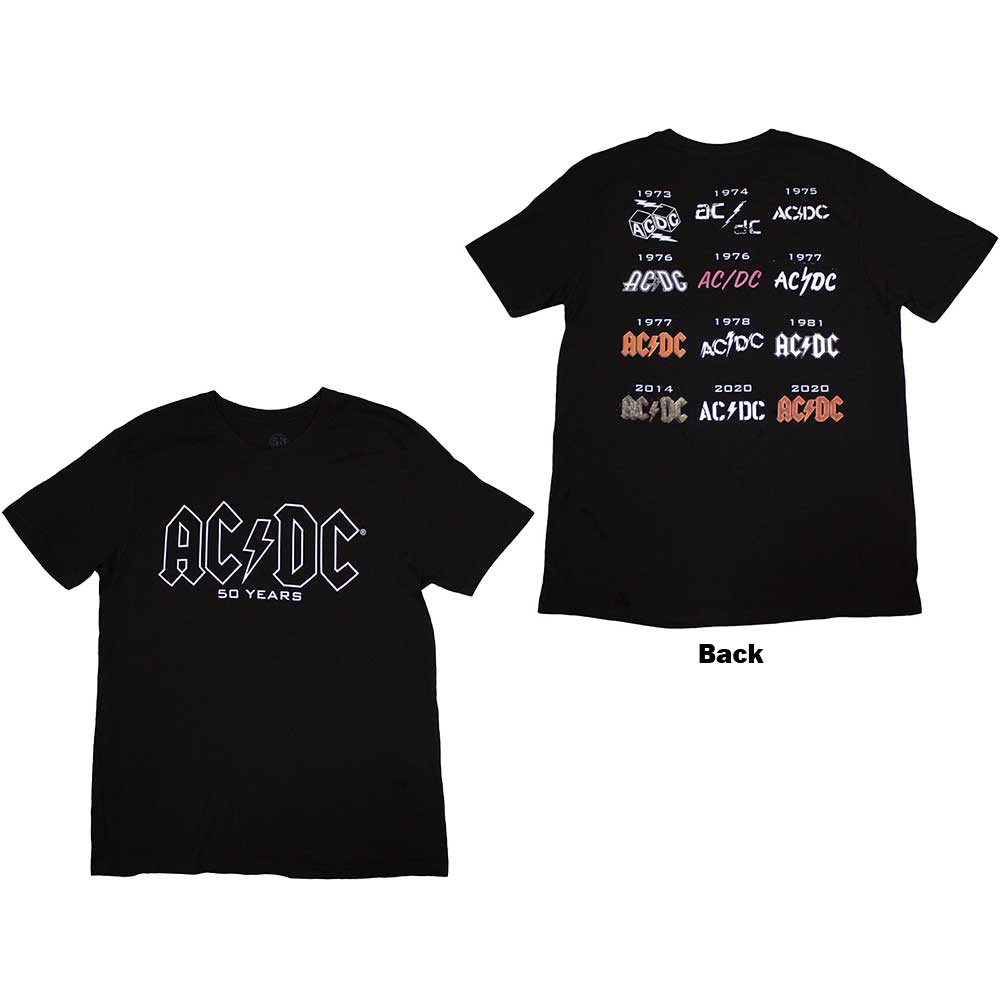 AC/DC - tshirt - Unisex - Short Sleeves - Logo History - Large