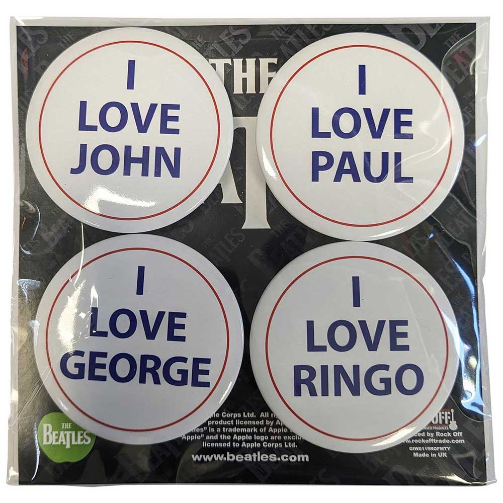 Beatles - Clothing - Pin Badges - I Love 4 Pack Large