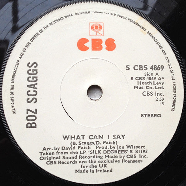 Boz Scaggs - What Can I Say - Used Vinyl Record 7"