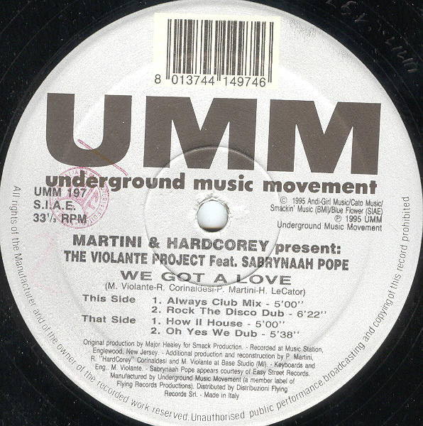 Martini & Hardcorey - We Got A Love - Used Vinyl Record 12"