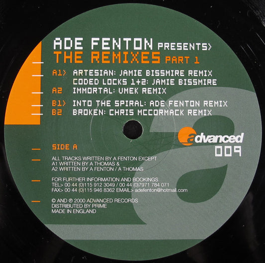 Ade Fenton - Presents: The Remixes (Part 1) - Used Vinyl Record 12"