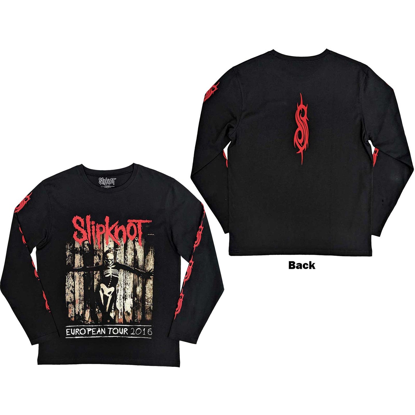 Slipknot - tshirt - Unisex - Long Sleeves - Skeleton Flag - Small