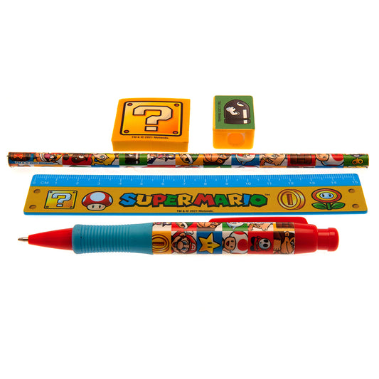 Super Mario - 5pc Stationery Set Group - New Stationery Sets