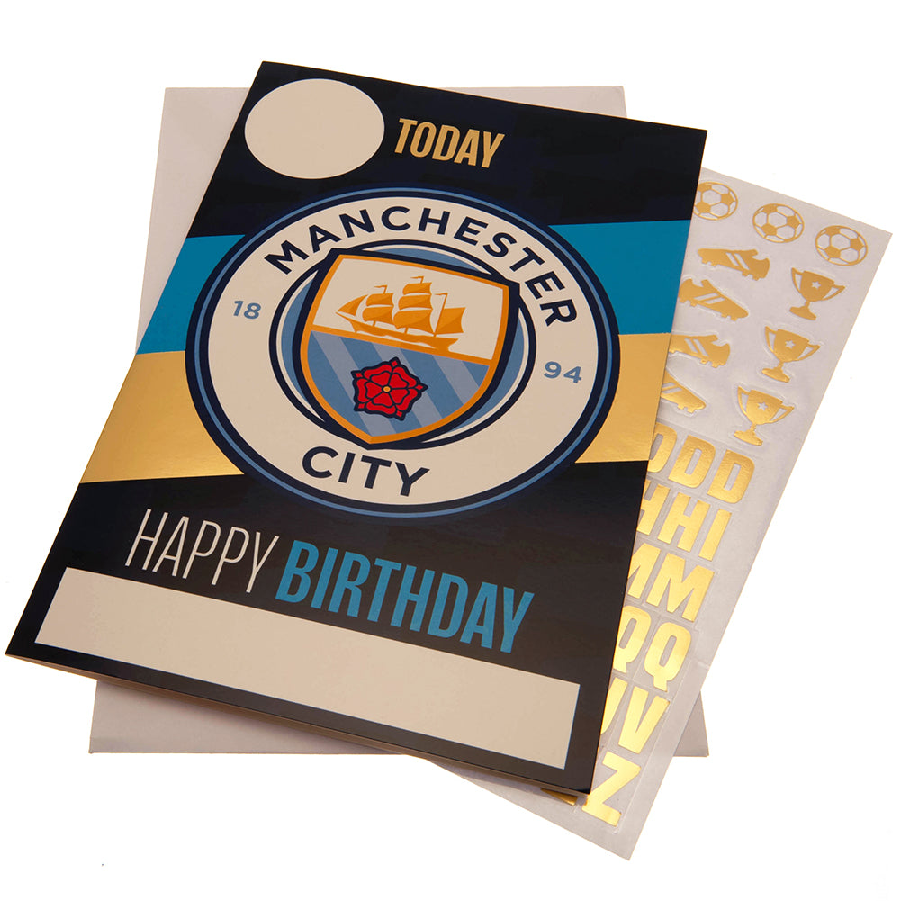 Manchester City FC - Birthday Card With Stickers - Cards & Gift Wrap