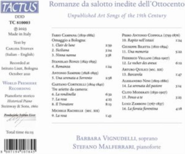 VIGNUDELLI//MALFERRA - ROMANZE DA SALOTTO DELL800 - CD