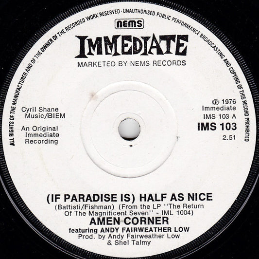 Amen Corner - (If Paradise Is) Half As Nice - Used Vinyl Record 7"