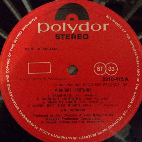 Jimi Hendrix - Midnight Lightning - Used Vinyl Record