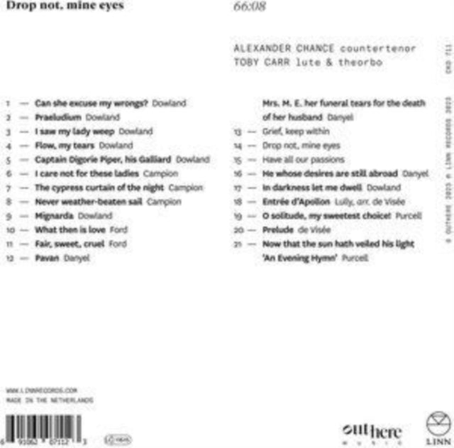 ALEXANDER CHANCE; TO - DROP NOT  MINE EYES - CD