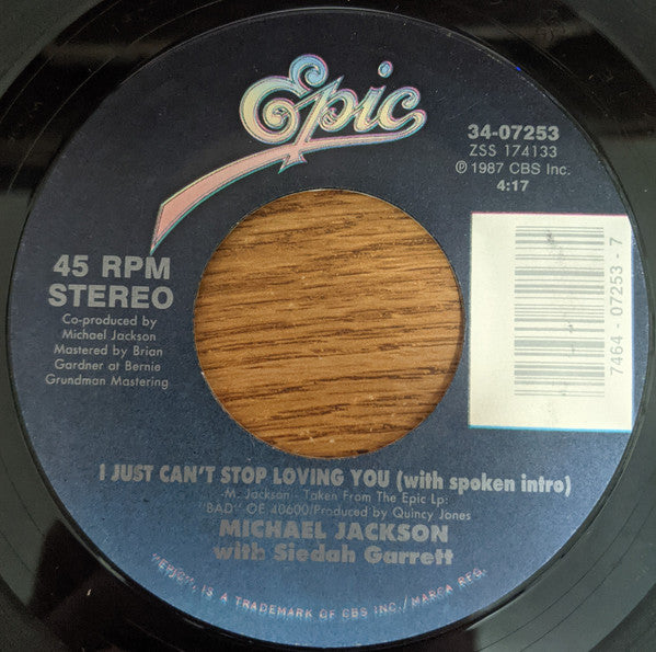 Michael Jackson - I Just Can't Stop Loving You - Used Vinyl Record 7"