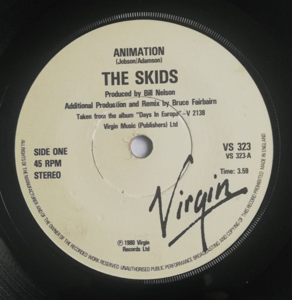 Skids - Animation - Used Vinyl Record 7"