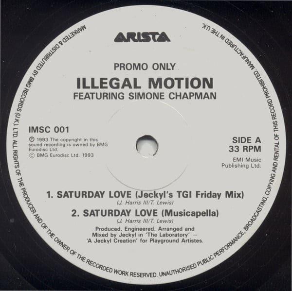 Illegal Motion - Saturday Love - Used Vinyl Record 12"