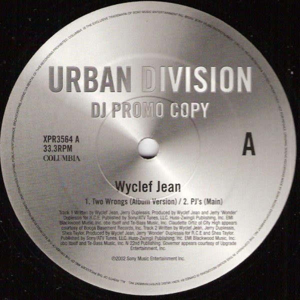 Wyclef Jean - Two Wrongs (Don't Make It Right) - Used Vinyl R