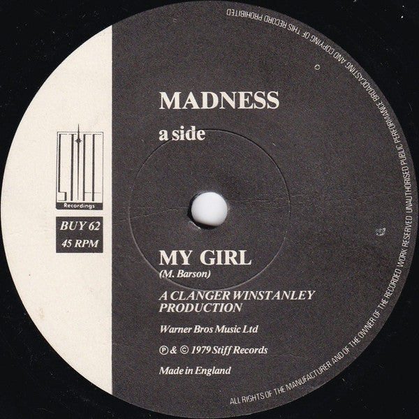 Madness - My Girl - Used Vinyl Record 7"