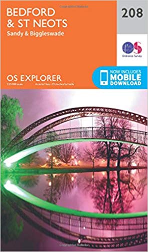Ordnance Survey - Bedford and St.Neots, Sandy and Biggleswade : 208 -