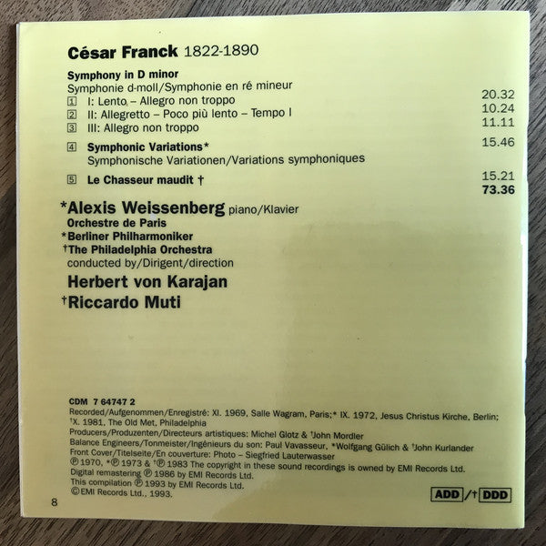 Cesar Franck - Symphony, Symphonic Variations, etc. - Used CD