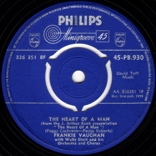 Frankie Vaughan - Heart Of A Man - Used Vinyl Record 7"