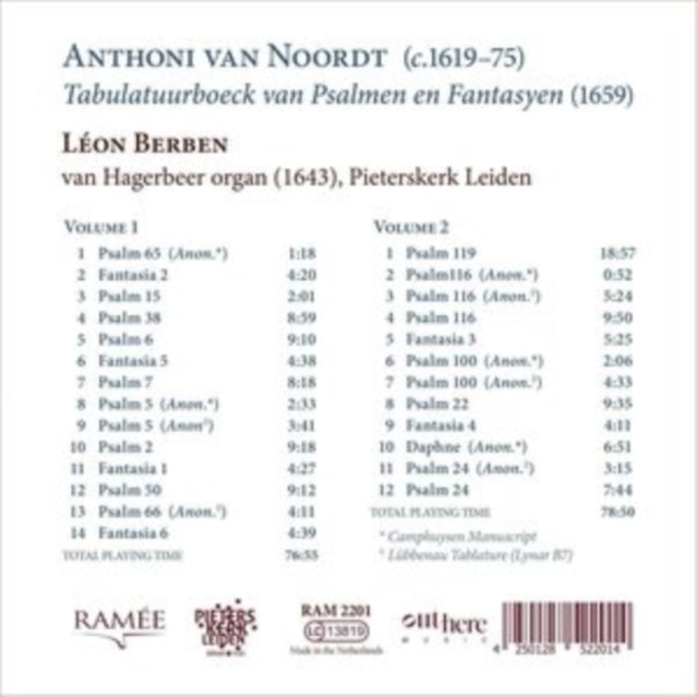 L?ON BERBEN - VAN NOORDT TABULATUURBOECK VA - CD