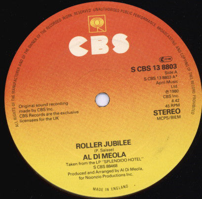 Al Di Meola - Roller Jubilee - Used Vinyl Record 12"