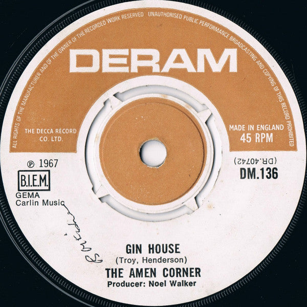 Amen Corner - Gin House - Used Vinyl Record 7"