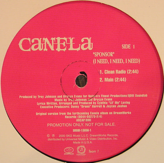Canela - Sponsor (I Need I Need I Need) - Used Vinyl Record