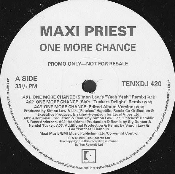 Maxi Priest - One More Chance - Used Vinyl Record 12"