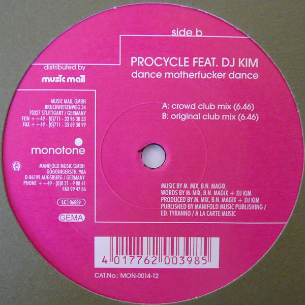 Procycle - Dance Motherfucker Dance - Used Vinyl Record 12"