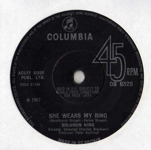 Solomon King - She Wears My Ring - Used Vinyl Record 7"