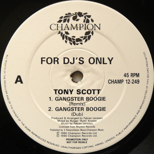 Tony Scott - Gangster Boogie - Used Vinyl Record 12"