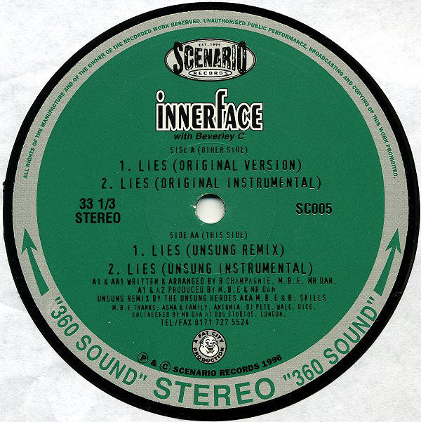 Innerface - Lies - Used Vinyl Record 12"