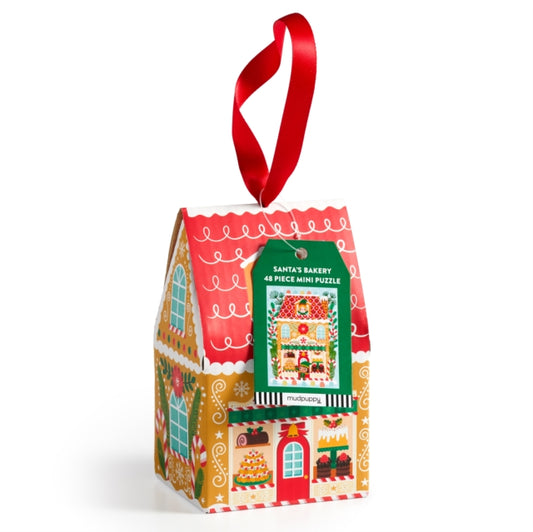 Mudpuppy - Santa&#39;s Bakery 48 Piece Mini Puzzle Ornament - New Jigs