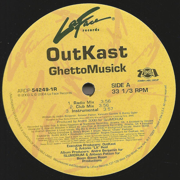 OutKast - Ghetto Musick - Used Vinyl Record 12"
