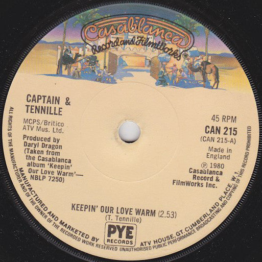 Captain And Tennille - Keepin' Our Love Warm - Used Vinyl Record 7"
