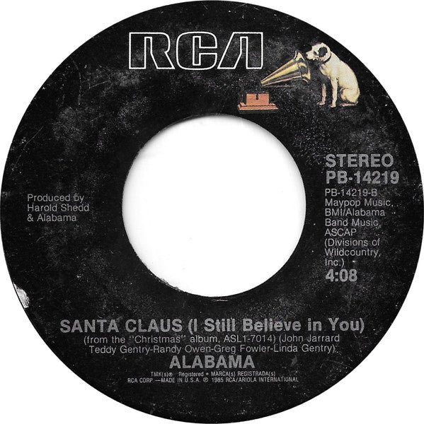Alabama - Santa Claus (I Still Believe In You) - Used Vinyl Record 7"