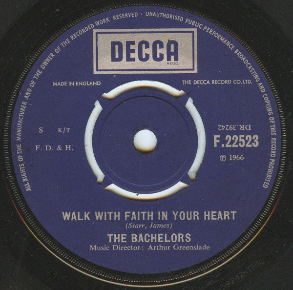 Bachelors - Walk With Faith In Your Heart - Used Vinyl Record 7"