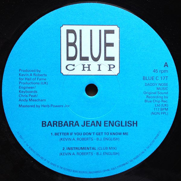 Barbara Jean English - Better If You Don't Get To Know Me - Used Viny