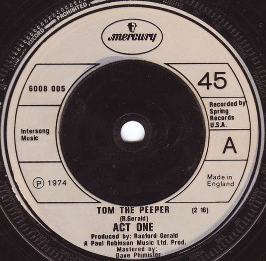 Act 1 - Tom The Peeper - Used Vinyl Record 7"