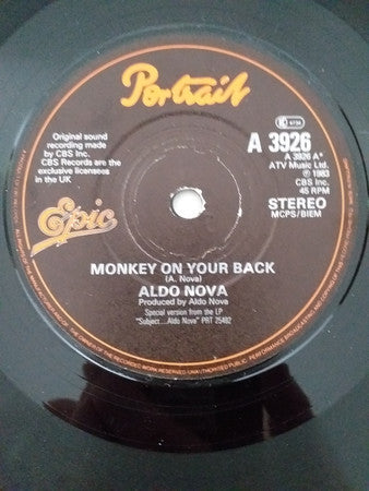 Aldo Nova - Monkey On Your Back - Used Vinyl Record 7"